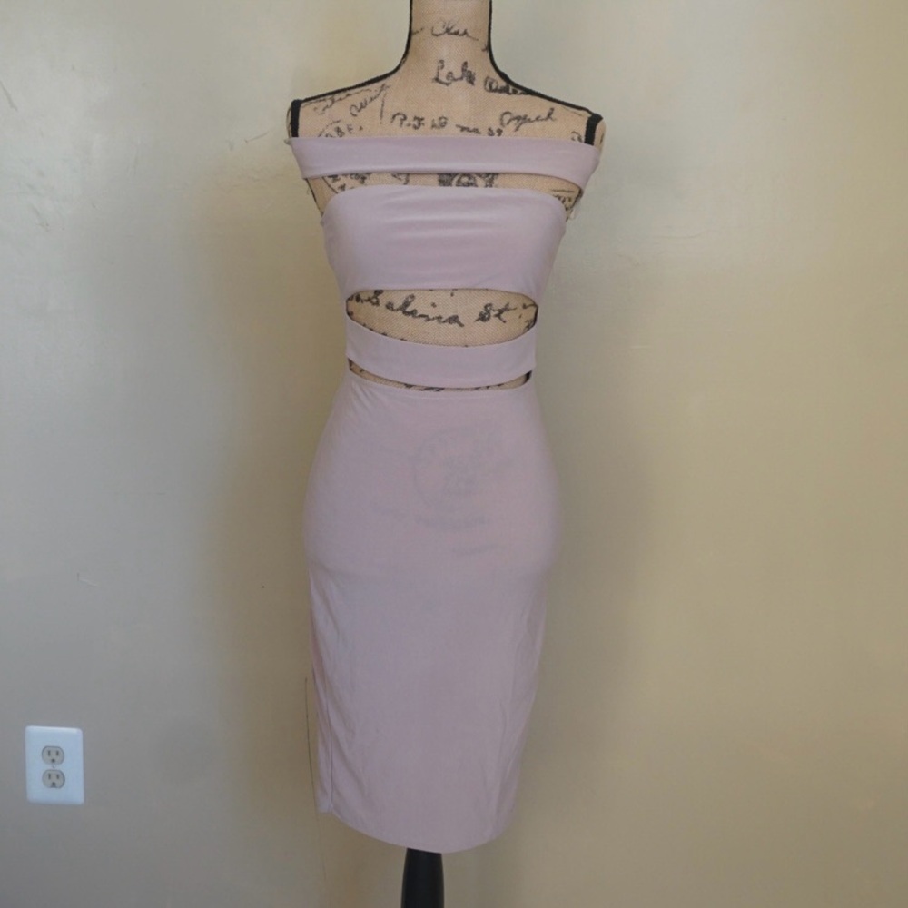 Le Début Kylie Banded Cut Out Dress - Beige - Small